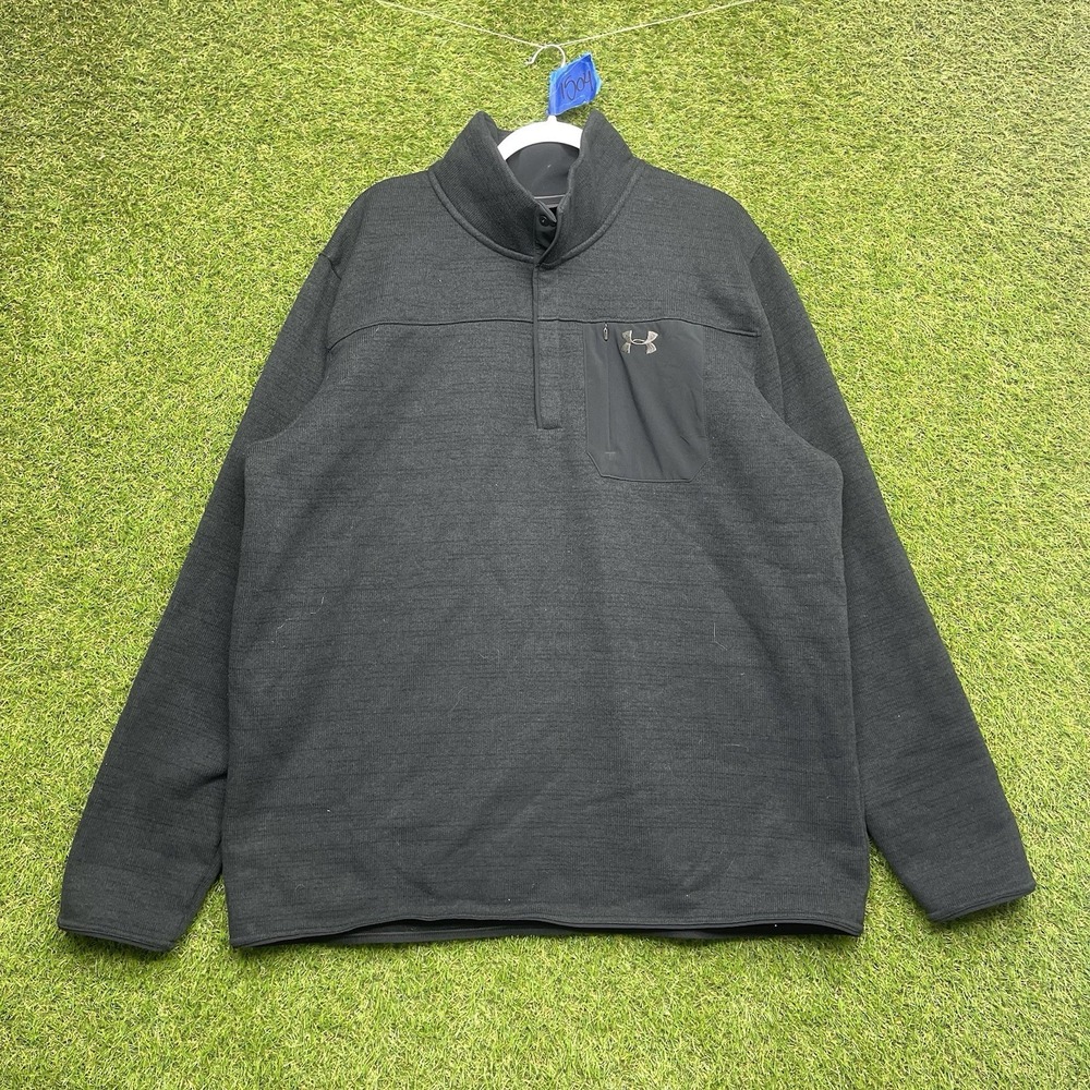 Under Armour Sweater Mens 3XL Grey Cold 1/4 Snap Golf Pullover Long Sleeve